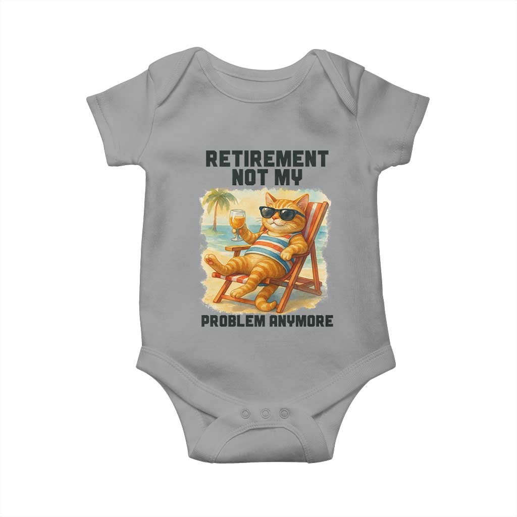 Funny Retirement Cat Baby Onesie Retired Not My Problem Anymore Chill Beach Vibes - Wonder Print Shop