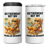 Funny Retirement Cat 4 in 1 Can Cooler Tumbler Retired Not My Problem Anymore Chill Beach Vibes