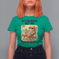 Funny Retirement Cat T Shirt For Women Retired Not My Problem Anymore Chill Beach Vibes - Wonder Print Shop