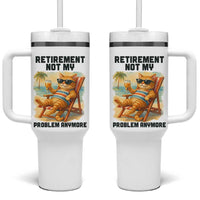 Funny Retirement Cat Tumbler With Handle Retired Not My Problem Anymore Chill Beach Vibes