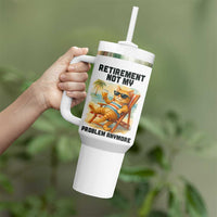Funny Retirement Cat Tumbler With Handle Retired Not My Problem Anymore Chill Beach Vibes