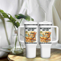 Funny Retirement Cat Tumbler With Handle Retired Not My Problem Anymore Chill Beach Vibes