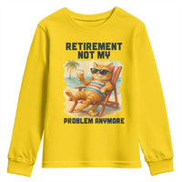 Funny Retirement Cat Youth Sweatshirt Retired Not My Problem Anymore Chill Beach Vibes - Wonder Print Shop