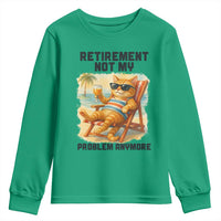 Funny Retirement Cat Youth Sweatshirt Retired Not My Problem Anymore Chill Beach Vibes - Wonder Print Shop