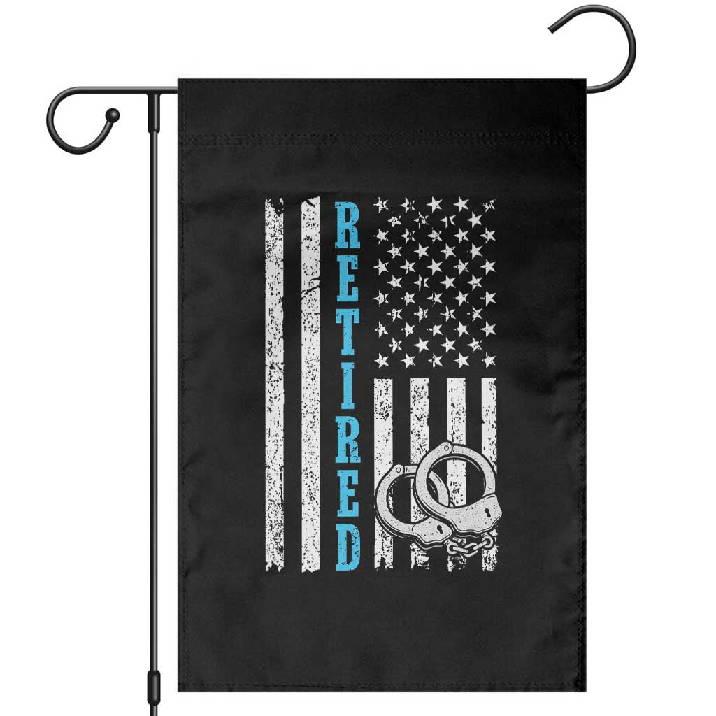 Funny Retired Police Officer Garden Flag Patriotic Flag With Handcuffs - Wonder Print Shop