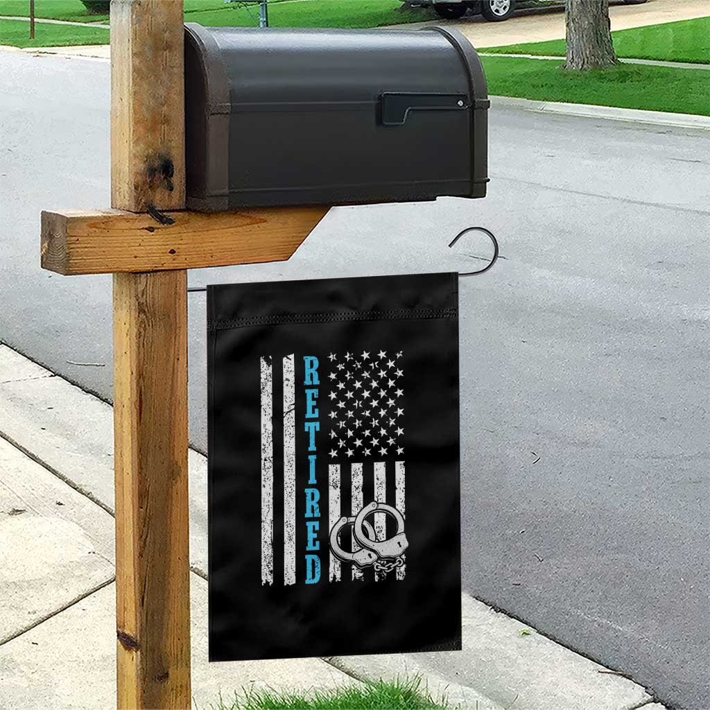 Funny Retired Police Officer Garden Flag Patriotic Flag With Handcuffs - Wonder Print Shop