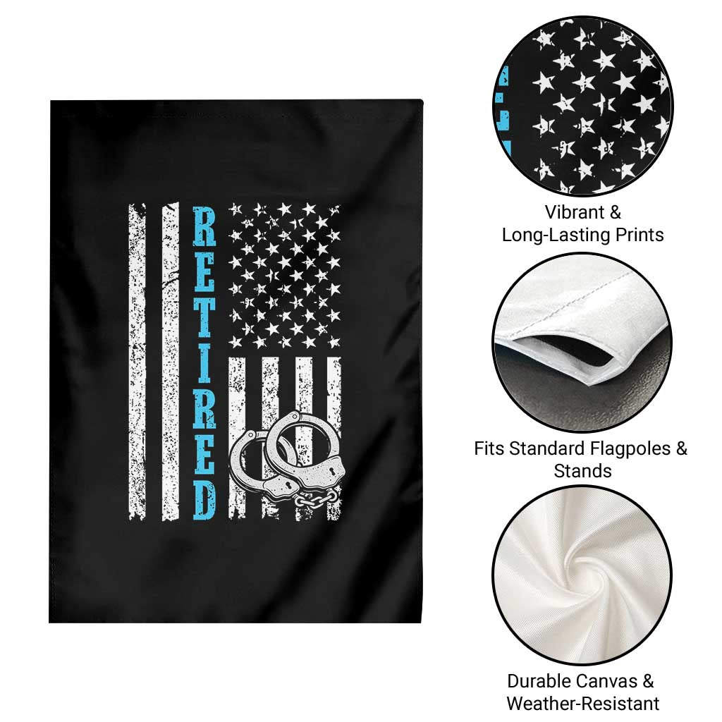 Funny Retired Police Officer Garden Flag Patriotic Flag With Handcuffs - Wonder Print Shop