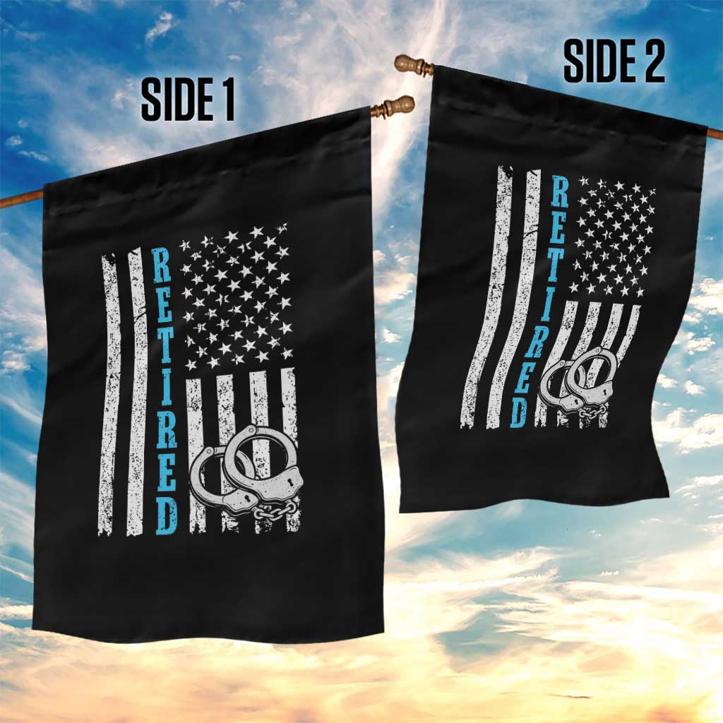 Funny Retired Police Officer Garden Flag Patriotic Flag With Handcuffs - Wonder Print Shop