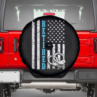 Funny Retired Police Officer Spare Tire Cover Patriotic Flag With Handcuffs - Wonder Print Shop