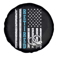 Funny Retired Police Officer Spare Tire Cover Patriotic Flag With Handcuffs - Wonder Print Shop