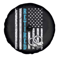 Funny Retired Police Officer Spare Tire Cover Patriotic Flag With Handcuffs - Wonder Print Shop