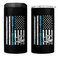 Funny Retired Police Officer 4 in 1 Can Cooler Tumbler Patriotic Flag With Handcuffs