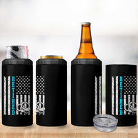 Funny Retired Police Officer 4 in 1 Can Cooler Tumbler Patriotic Flag With Handcuffs