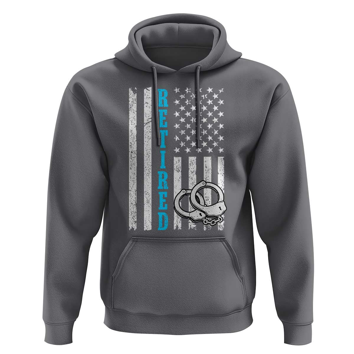 Funny Retired Police Officer Hoodie Patriotic Flag With Handcuffs - Wonder Print Shop