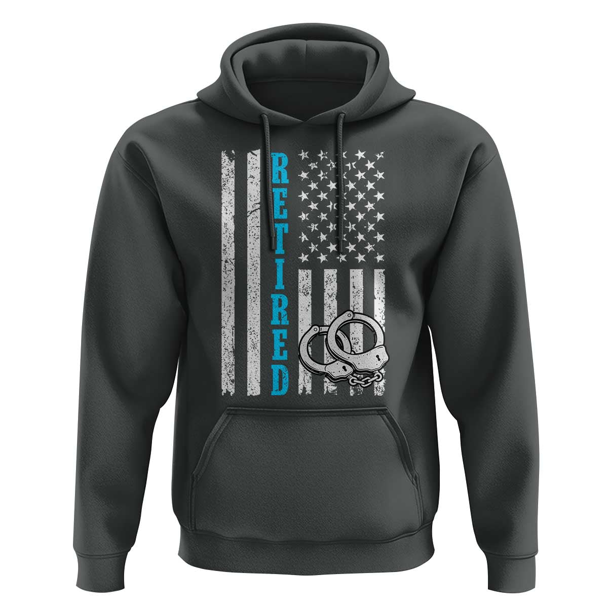 Funny Retired Police Officer Hoodie Patriotic Flag With Handcuffs - Wonder Print Shop