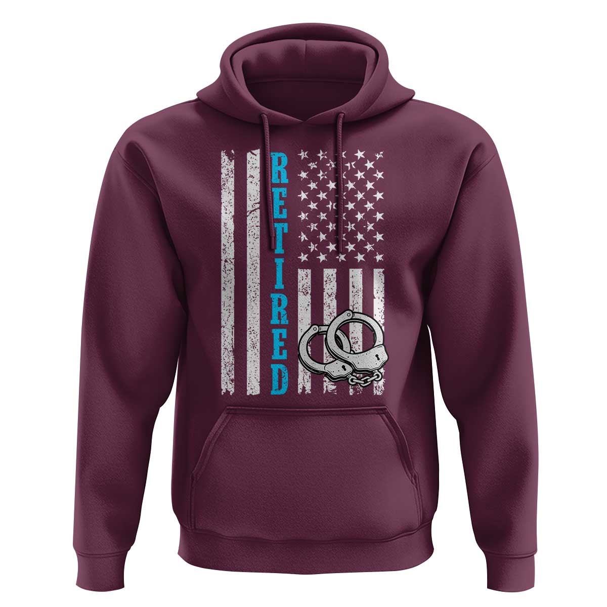 Funny Retired Police Officer Hoodie Patriotic Flag With Handcuffs - Wonder Print Shop