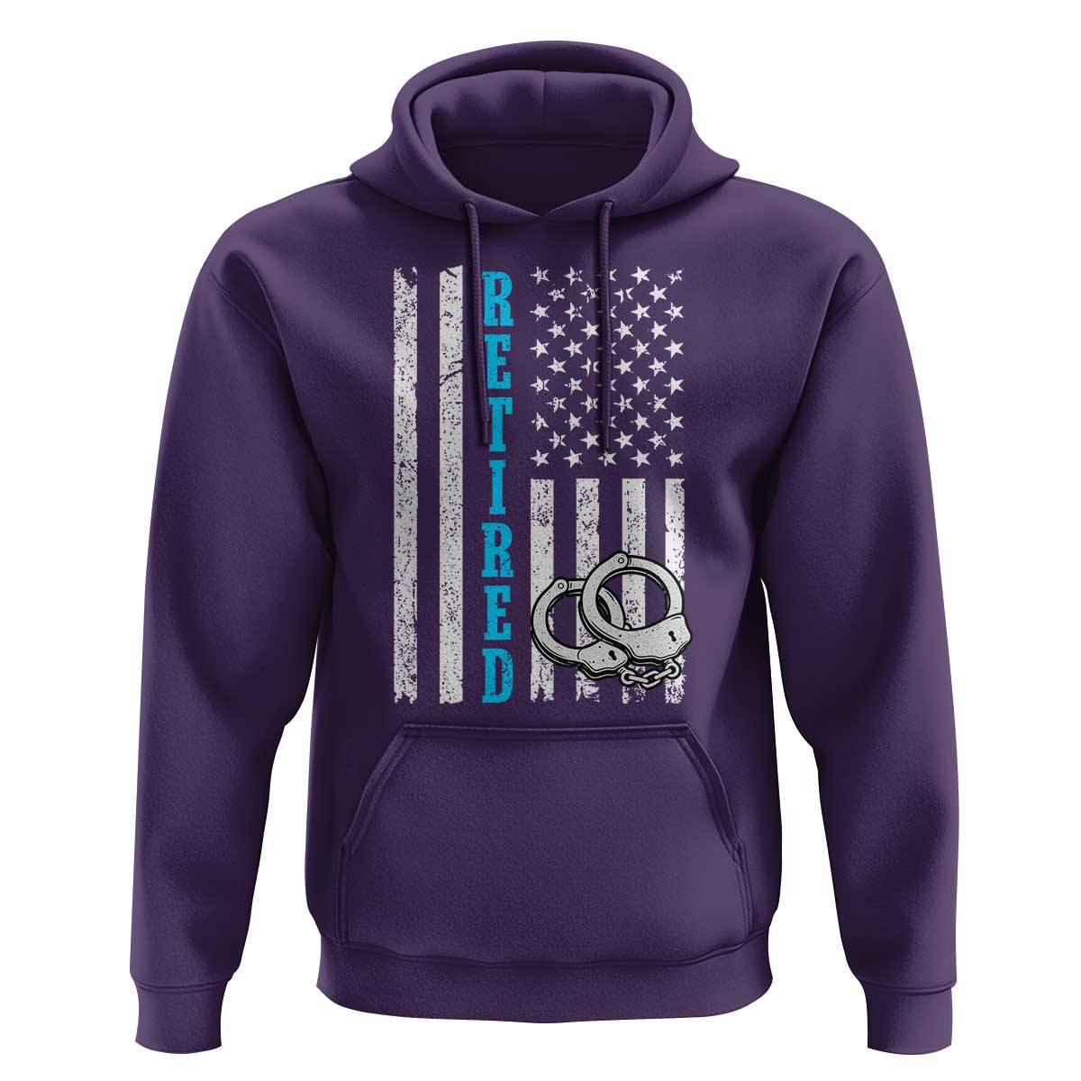 Funny Retired Police Officer Hoodie Patriotic Flag With Handcuffs - Wonder Print Shop