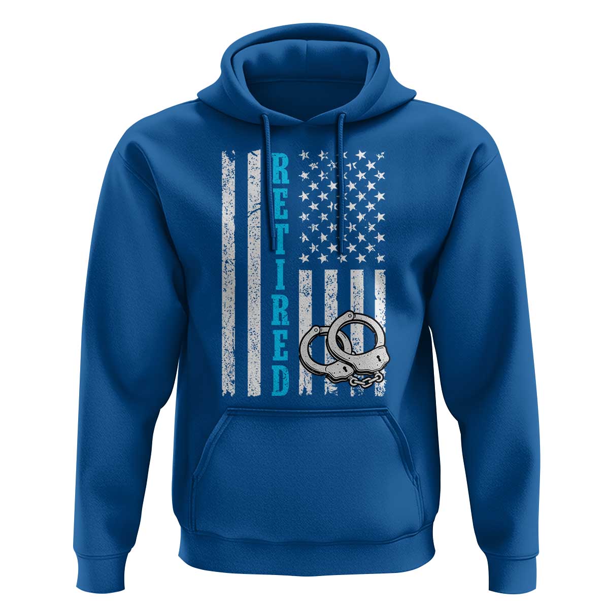 Funny Retired Police Officer Hoodie Patriotic Flag With Handcuffs - Wonder Print Shop