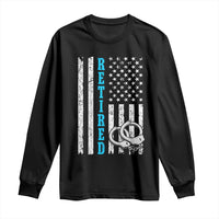 Funny Retired Police Officer Long Sleeve Shirt Patriotic Flag With Handcuffs - Wonder Print Shop