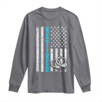 Funny Retired Police Officer Long Sleeve Shirt Patriotic Flag With Handcuffs - Wonder Print Shop