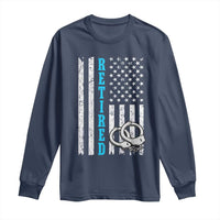 Funny Retired Police Officer Long Sleeve Shirt Patriotic Flag With Handcuffs - Wonder Print Shop