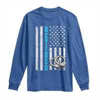 Funny Retired Police Officer Long Sleeve Shirt Patriotic Flag With Handcuffs - Wonder Print Shop