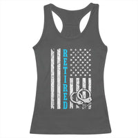 Funny Retired Police Officer Racerback Tank Top Patriotic Flag With Handcuffs - Wonder Print Shop