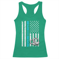 Funny Retired Police Officer Racerback Tank Top Patriotic Flag With Handcuffs - Wonder Print Shop