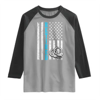 Funny Retired Police Officer Raglan Shirt Patriotic Flag With Handcuffs - Wonder Print Shop
