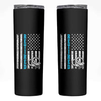 Funny Retired Police Officer Skinny Tumbler Patriotic Flag With Handcuffs