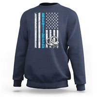 Funny Retired Police Officer Sweatshirt Patriotic Flag With Handcuffs - Wonder Print Shop