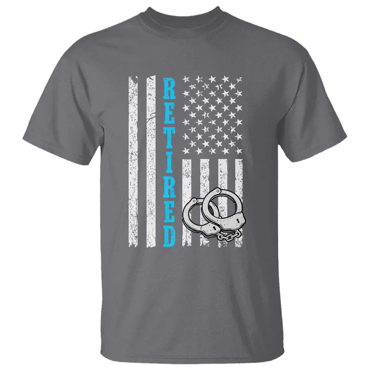 Funny Retired Police Officer T Shirt Patriotic Flag With Handcuffs - Wonder Print Shop