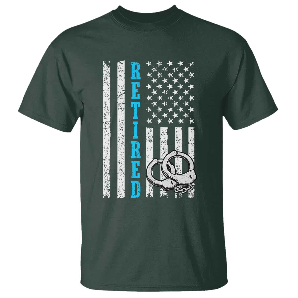 Funny Retired Police Officer T Shirt Patriotic Flag With Handcuffs - Wonder Print Shop