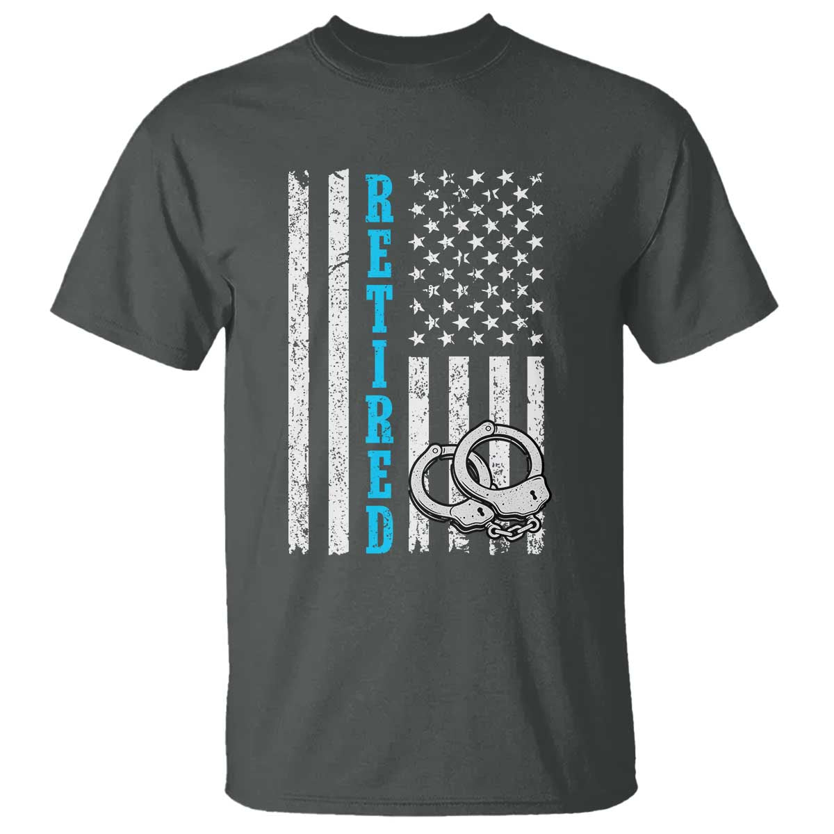 Funny Retired Police Officer T Shirt Patriotic Flag With Handcuffs - Wonder Print Shop