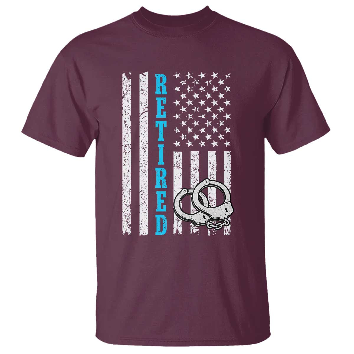 Funny Retired Police Officer T Shirt Patriotic Flag With Handcuffs - Wonder Print Shop