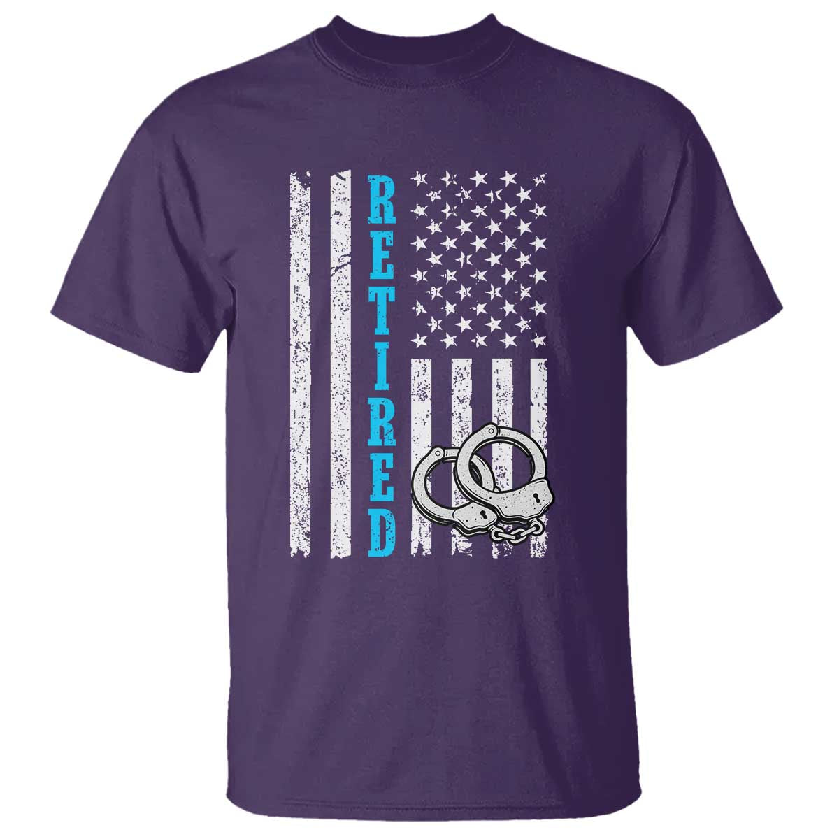 Funny Retired Police Officer T Shirt Patriotic Flag With Handcuffs - Wonder Print Shop