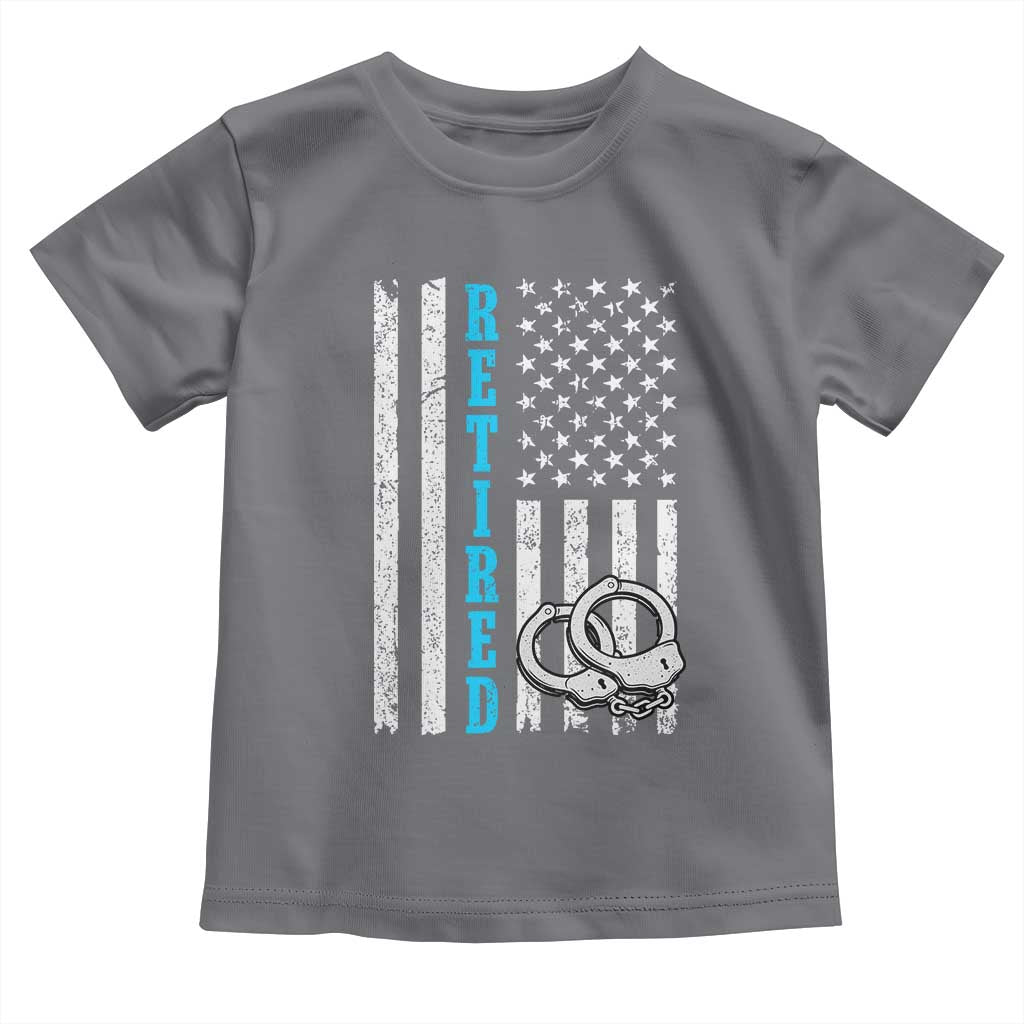 Funny Retired Police Officer Toddler T Shirt Patriotic Flag With Handcuffs - Wonder Print Shop