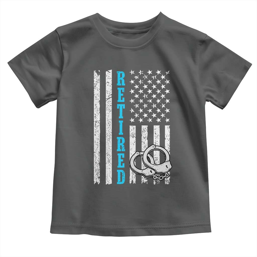 Funny Retired Police Officer Toddler T Shirt Patriotic Flag With Handcuffs - Wonder Print Shop
