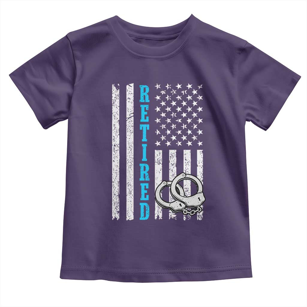 Funny Retired Police Officer Toddler T Shirt Patriotic Flag With Handcuffs - Wonder Print Shop
