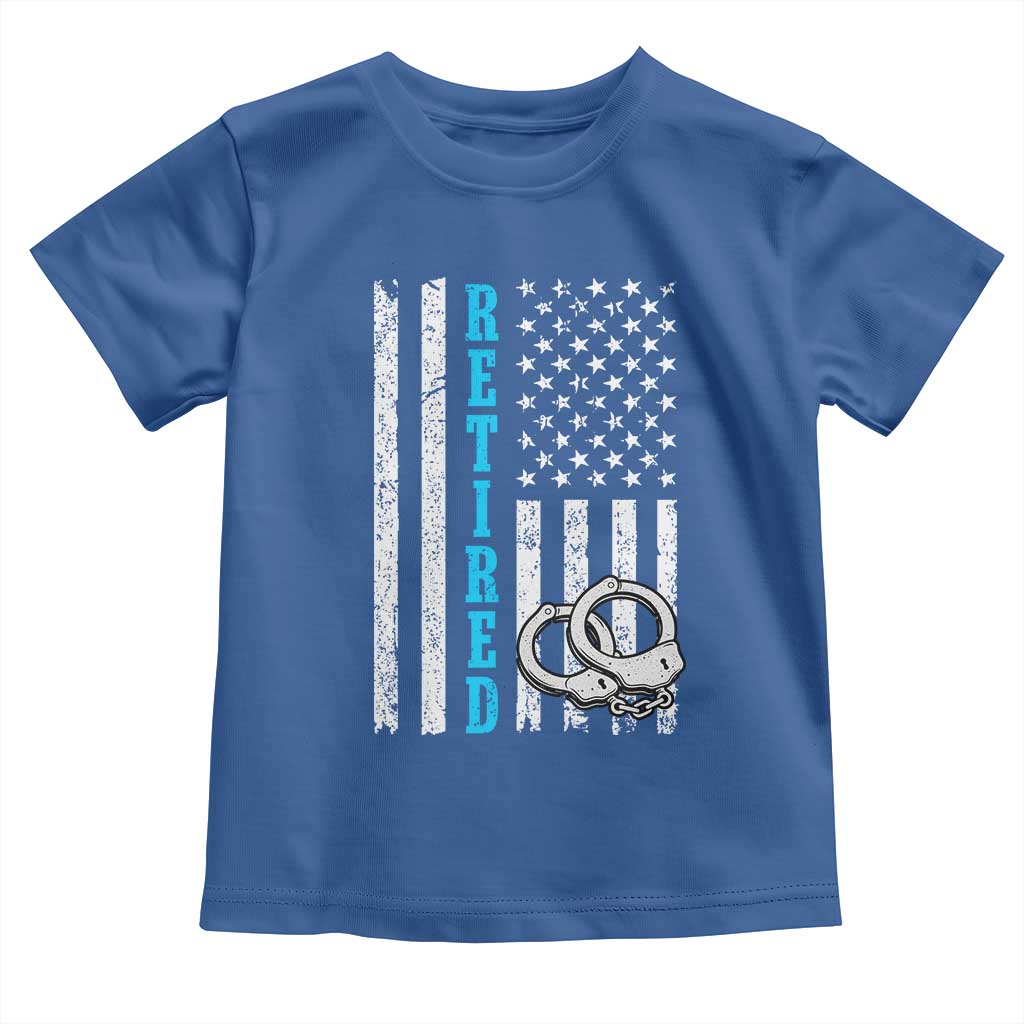 Funny Retired Police Officer Toddler T Shirt Patriotic Flag With Handcuffs - Wonder Print Shop