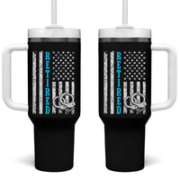 Funny Retired Police Officer Tumbler With Handle Patriotic Flag With Handcuffs