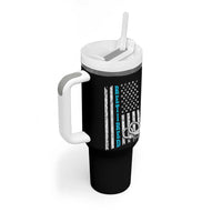 Funny Retired Police Officer Tumbler With Handle Patriotic Flag With Handcuffs