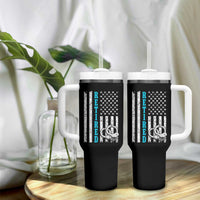 Funny Retired Police Officer Tumbler With Handle Patriotic Flag With Handcuffs