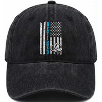 Funny Retired Police Officer Washed Cotton Baseball Cap Patriotic Flag With Handcuffs
