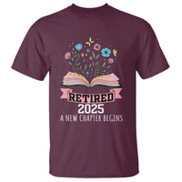 Women Retirement Life T Shirt Retired 2025 A New Chapter Begins Floral Book - Wonder Print Shop