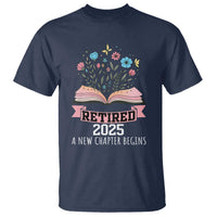 Women Retirement Life T Shirt Retired 2025 A New Chapter Begins Floral Book - Wonder Print Shop