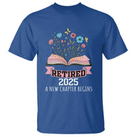 Women Retirement Life T Shirt Retired 2025 A New Chapter Begins Floral Book - Wonder Print Shop