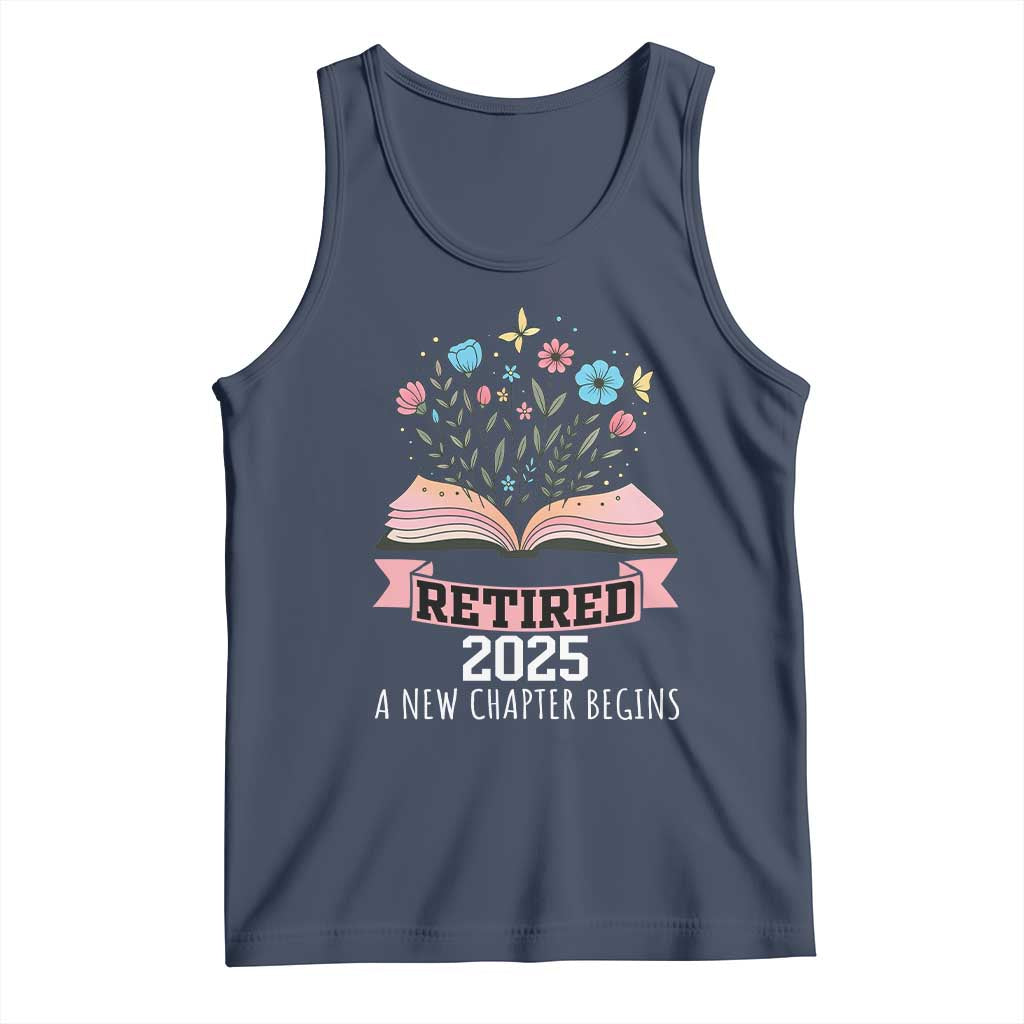 Women Retirement Life Tank Top Retired 2025 A New Chapter Begins Floral Book - Wonder Print Shop