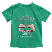 Women Retirement Life Toddler T Shirt Retired 2025 A New Chapter Begins Floral Book - Wonder Print Shop