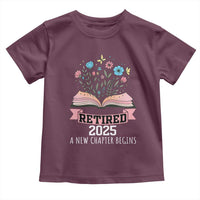Women Retirement Life Toddler T Shirt Retired 2025 A New Chapter Begins Floral Book - Wonder Print Shop